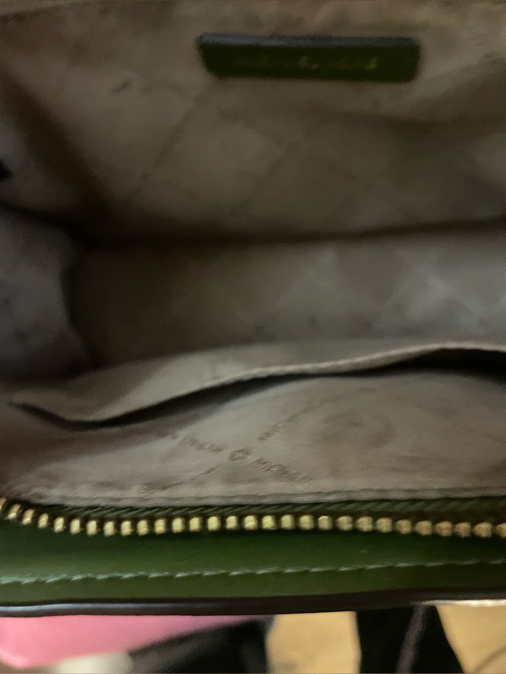 Michael Kors Collection Green Leather Shoulder Bag with Beige Interior